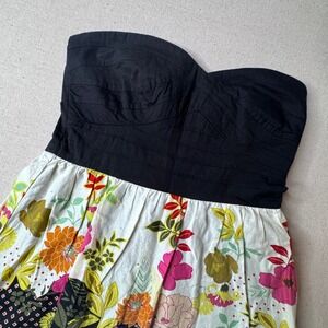 Trixxi Strapless Sweetheart Floral Fit and Flare Dress Black Pink Juniors Size 7